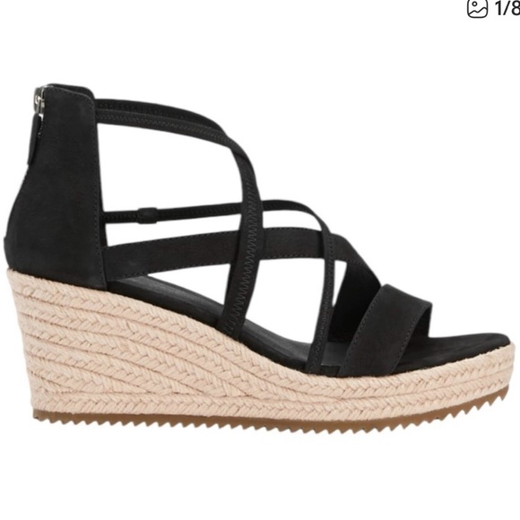 Eileen Fisher Shoes - Eileen Fisher WANDA Black Strappy Espadrille Wedge Sandals - 7 1/2 NWOB